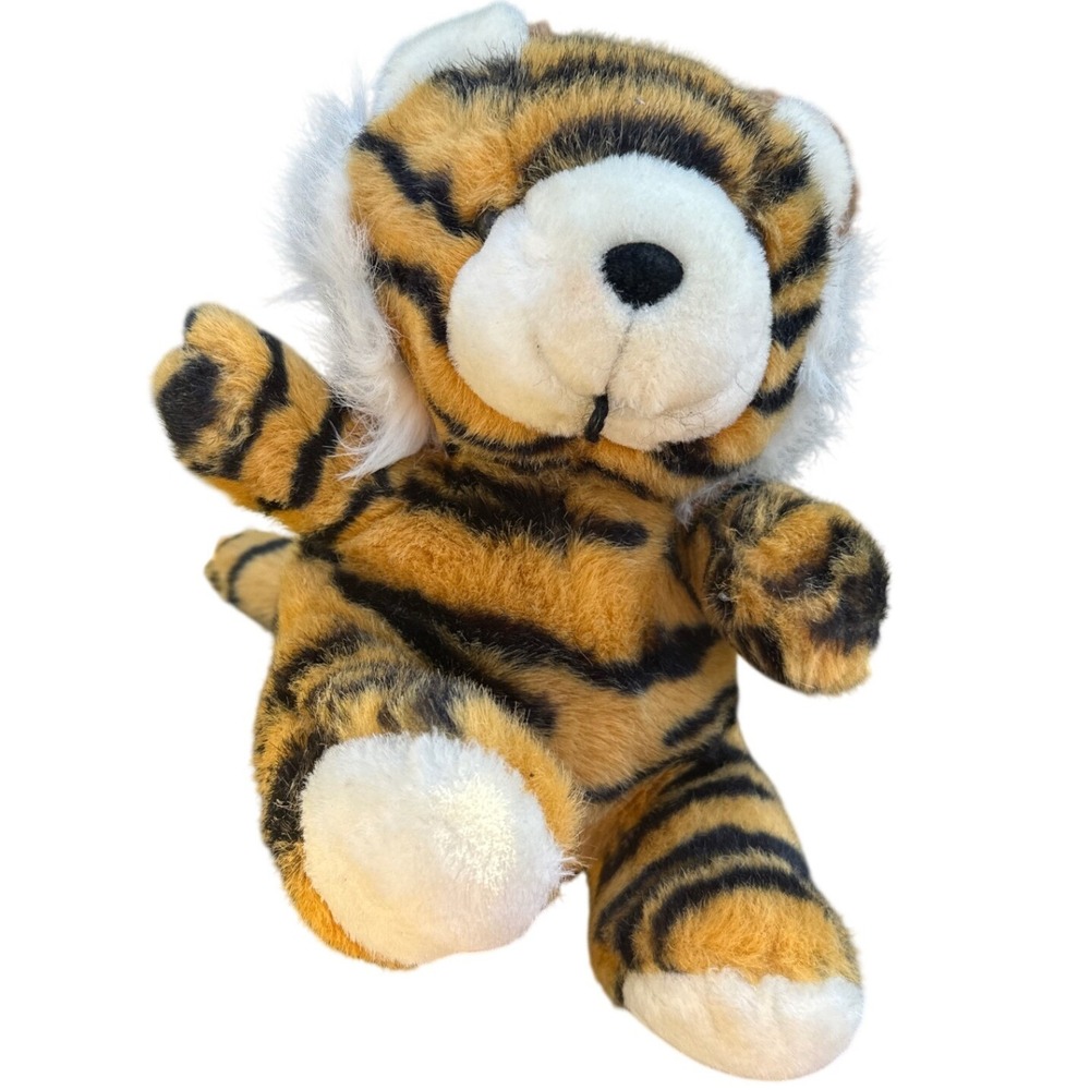 Vintage Greek ASI 62960 Tiger Plush Stuffed Animal Orange Black Striped Korea